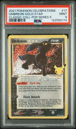 2021 POKEMON CELEBRATIONS CLASSIC COLL #17 UMBREON-GOLD STAR PSA 9 - Image 1