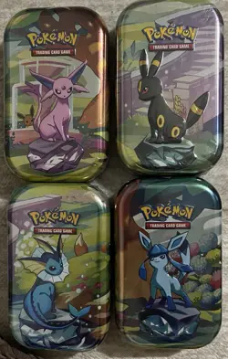 Pokemon Prismatic Evolutions Set Of 8 Mini Tins In Display Box New - Image 4