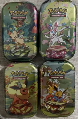 Pokemon Prismatic Evolutions Set Of 8 Mini Tins In Display Box New - Image 5