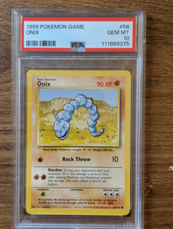 1999 Pokemon Game Base PSA 10 Onix #56 WOTC UNLIMITED FRESH GRADE SLAB - Image 1