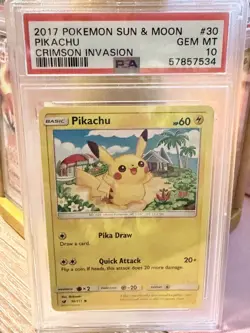 2017 pokemon sun and moon pikachu #30 psa 10 - Image 1