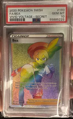 PSA 10 Bea 193/185 Rainbow Secret Rare Full Art Vivid Voltage Pokemon TCG - Image 1