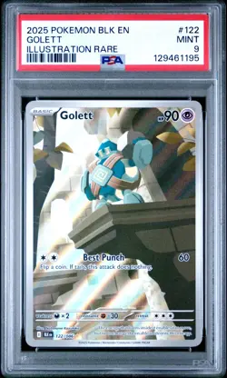 PSA 9 Mint Golett 2023 Black Bolt 122/182 Pokemon Card - Image 1