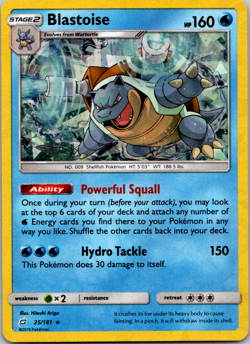 BLASTOISE Pokemon SUN & MOON Team Up Card 25/181 | Cracked Ice Holo Rare NM - Image 1