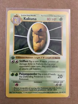 Pokemon TCG Kakuna Base Set 33/102 1st Edition Never Played Near Mint - Image 1