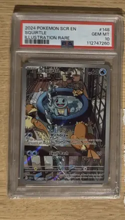 PSA 10 Squirtle 148/142 Stellar Crown Illustration Rare Pokemon TCG GEM MINT - Image 1