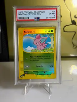 2003 Pokemon Aquapolis Nidoran Male #96 PSA 6 Reverse Foil Vintage - Image 1