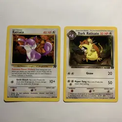 Dark Raticate 51/82 & Rattata 66/82 Team Rocket Pokemon TCG WotC 1999-2000 (D) - Image 1