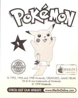 POKEMON SERIES 1, MERLIN TOPPS STICKER # 9, BLASTOISE, YEAR 1999 - Image 2