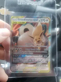 2 Rare Pokemon Eevee and snorlax TAG TEAM Cards - Image 2