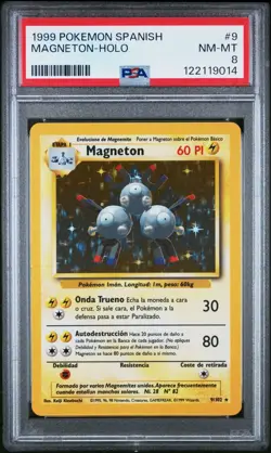 PSA 8 Magneton 9/102 Spanish Pokemon Base Set Holo Rare Card 1999 WOTC - Image 1