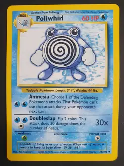 Poliwhirl 38/102 - Base Set 1 - Pokemon Card - Excellent Condition - Image 1