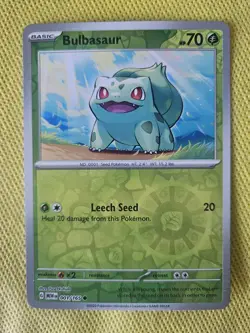 151 Bulbasaur Reverse Holo Pokemon Card NM 001/165 - Image 3