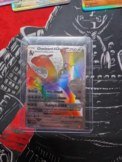 Rainbow Charizard GX Silver Foil Fan Art Textured Display Card NM - Image 3