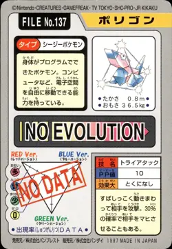 Porygon Carddass 1997 Vintage Pokemon Pocket Monsters Vending Card B29 - Image 2