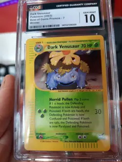 Dark Venusaur Cgc 10 Gem Mint Winner Best Of Game Promo 7 2003 psa Card Pokemon - Image 1