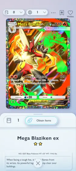 Pokemon Tcg Pocket 2star Trade Mega Blaziken Ex - Image 1