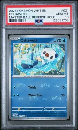 PSA 10 Gem Mint Oshawott 021 Master Ball White Flare Reverse Holo Pokemon - Image 1
