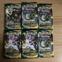 New And Sealed Lot Of 6 Pokemon Evolving Skies Booster Packs! - Image 1