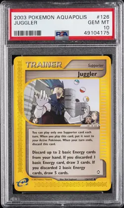2003 POKEMON AQUAPOLIS #126 JUGGLER PSA 10 - Image 1