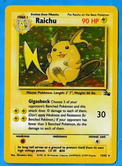 1999 Wizards Pokemon Fossil Unlimited Holo Raichu 14/62 LP-NM - Image 1