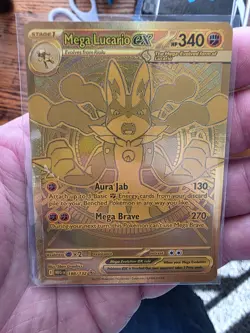 2025 Mega Lucario EX 188/132 Hyper Rare Gold Mega Evolutions Pokemon Card NM - Image 2