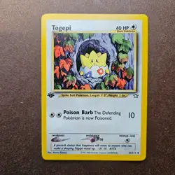 1st Edition Togepi 51/111 Pokemon Neo Genesis Uncommon Card - LP - First Ed - Image 1