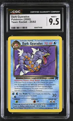 CGC 9.5 MINT+ Dark Gyarados 2000 Team Rocket 25/82 Pokemon Card - Image 1