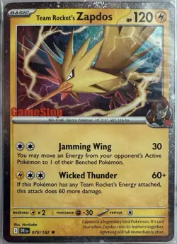Team Rocket's Zapdos (Gamestop Exclusive) 070/182 (sealed) Promo Card - Image 1