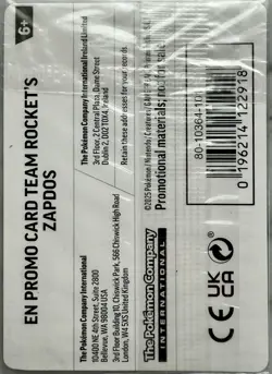 Team Rocket's Zapdos (Gamestop Exclusive) 070/182 (sealed) Promo Card - Image 2