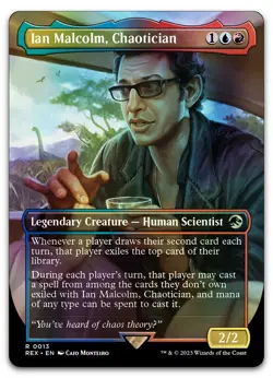 Ian Malcolm, Chaotician (Borderless) #13 (Foil) NM Jurassic World REX Magic MTG - Image 1
