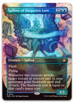 Sphinx of Forgotten Lore (Borderless) #314 (Foil) (NM) Foundations FDN Magic MTG - Image 1