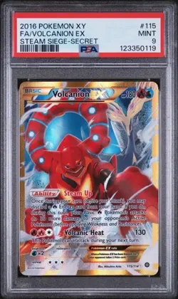 Volcanion ex Secret Full Art 115/114 Pokemon XY Steam Siege PSA 9 - Image 1