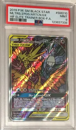 2019 Pokemon Black Star Promo PSA 9 Moltres Zapdos Articuno GX ALT ART #SM210 - Image 1