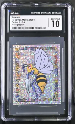 1998 Pokemon Merlin Series 1 Beedrill Holographic #S5 CGC 10 GEM MINT - Image 1