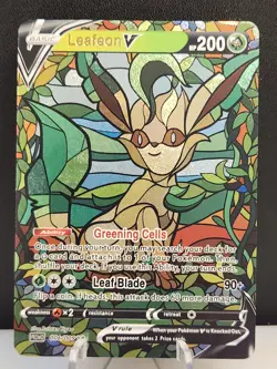 Custom Stained Glass Pokemon Leafeon Anime Game Collectible Card Holo ACG/TCG - Image 1