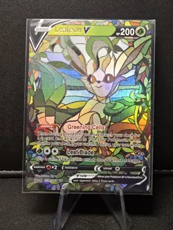 Custom Stained Glass Pokemon Leafeon Anime Game Collectible Card Holo ACG/TCG - Image 2