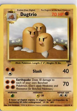 Pokemon Card Dugtrio Base Set 2 23/130 Non Holo Rare WOTC Trading Card TCG - Image 3