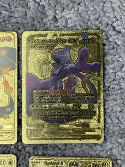 Set of 4 Pokemon Charizard,Mewtwo&Mew,Lapras&Gardevoir Gold Foil Fan Art Cards - Image 3