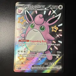 FREE SHIPPING Pokemon TCG Wigglytuff EX 222/91 Shiny Ultra Rare Paldean Fates - Image 1