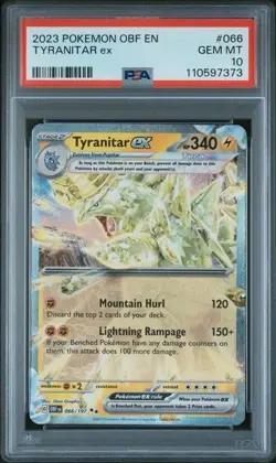 TYRANITAR EX #066/197 PSA 10 • 2023 POKEMON OBF EN-OBSIDIAN FLAMES 7373 - Image 1