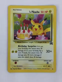 2000 Pokemon Black Star Promo Holo Card 24 Birthday Pikachu NM Unplayed - Image 3