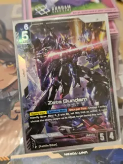 GUNDAM TCG CARD GAME ZETA GUNDAM GD02-069 LR+ HOLO FOIL ENGLISH DUAL IMPACT NEW - Image 1