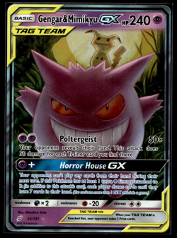 2019 Pokemon TCG Card Team Up Gengar & Mimikyu GX 53/181 Holo Rare NM - Image 1