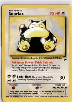 Snorlax 30/130 Base Set 2 Pokemon Non Holo Rare Trading Card TCG WOTC - Image 3