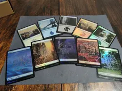 10x FOIL Spider-Man SPM Magic the Gathering, 5 Spiderweb Full Art + 5 Basic Land - Image 1
