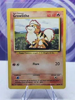 GROWLITHE - 28/102 - Base Set - Pokemon Card - LP - Image 1