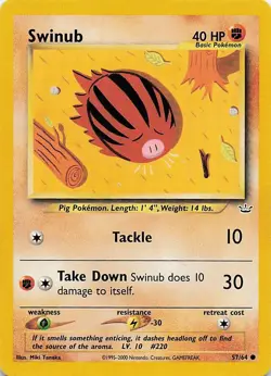 Pokemon TCG Swinub Neo Revelation 57/64 Regular Unlimited Common D2 - Image 1