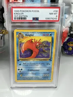 Pokemon 1999 Fossil Kingler 1st Edition PSA 8 NM-MT Card 38/62 - Image 1