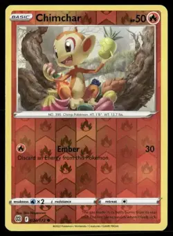 2022 Brilliant Stars Set Pokemon Card 024 Chimchar Reverse Foil NM - Image 1